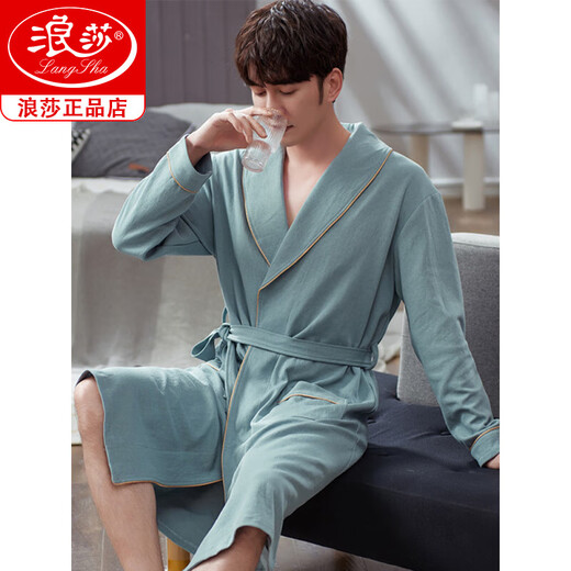 Langsha Waffle Bashbrobe Spring y Autumn Cotton Pure Cotton Media Longitud Medio Campo 2025 Nuevo absorbente Basca Integrada LJ16822 L [peso 120-140Jin [Jin equivale a 0.5 kg]]]