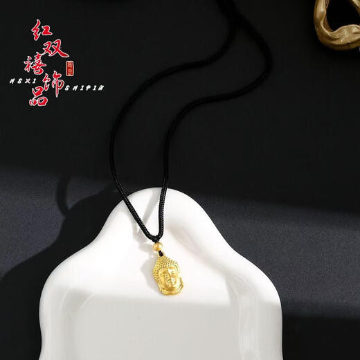 OIDSG Old Phoenix 999 Sand Gold Pendant Boutique Large Buddha Head Pendant Gold Shop Tathagata Buddha Black Rope New Chinese Style Necklace Solid Guanyin 30g M