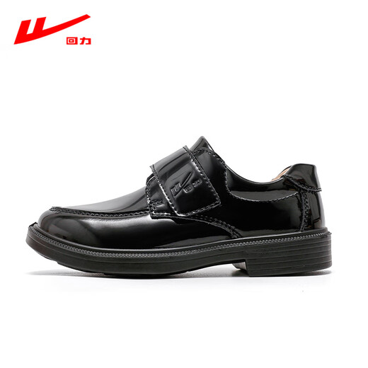 Zurückziehen Kinder Lederschuhe Jungen glänzende Performance-Schuhe im britischen Stil Campus-Schuhe mit weicher Sohle 0053 Schwarz 34