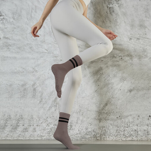 Skingcond German yoga socks non-slip women's breathable deodorant sports fitness training split toe mid-tube Pilates artifact striped five-finger gray non-slip breathable 85-140Jin Jin equal to 0.5 kg can be worn