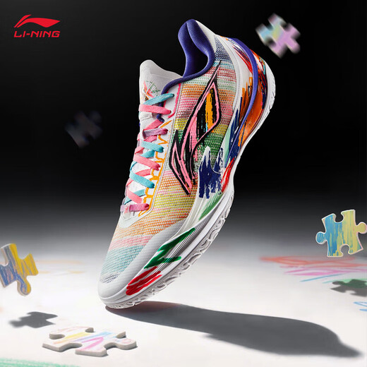 Li Ning Blade 5V2丨polycore boost system basketball shoes men's fashionable and comfortable basketball game sneakers standard white/yellow/rose pink-10 Introverted artist 41.5