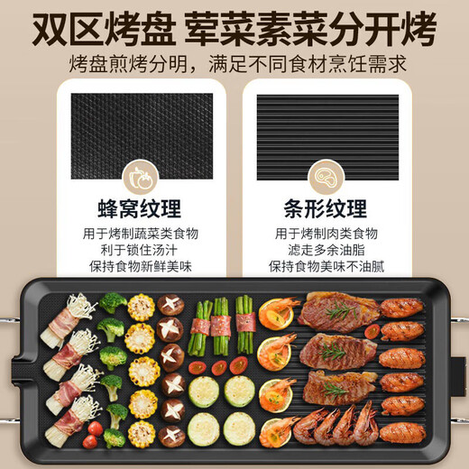 AUX electric grill household electric griddle skewers machine non-stick barbecue pot Korean style frying pan electric grill plus size LA-KPTS02JD