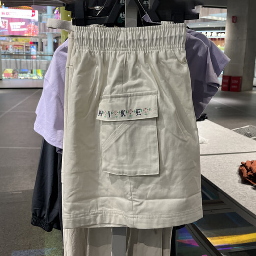 耐克（NIKE）运动裤女裤夏季新款休闲裤梭织透气宽松训练短裤DM6248-100 IH9273-047珍珠灰 XL