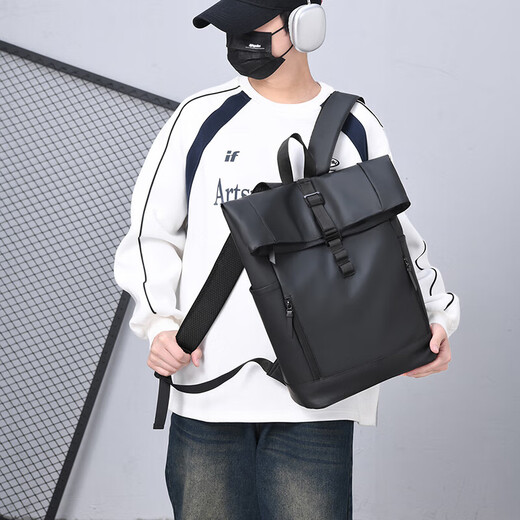 Neue Modetrendy große Kapazität wasserdichtes Rucksack Rucksack Einfacher Freizeitcomputerbeutel Student Reisetasche Rucksack Schwarz Schwarz