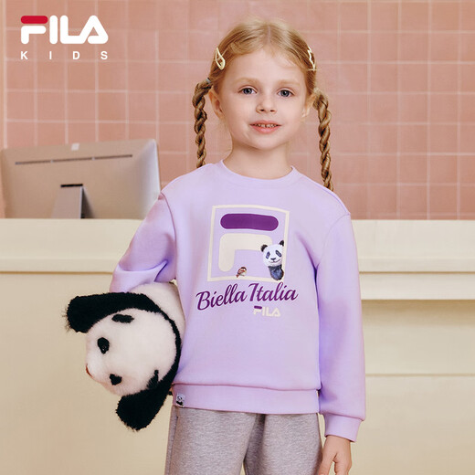 FILA [anti-bacterial] Fila Children's Children's Clothing Top 2025 Autumn New Style Comfortable Pullover Sweater for Men and Girls Sound Wave Purple-VT 150