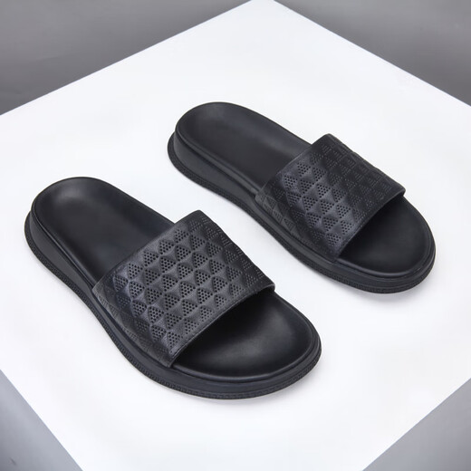 DIFANPU International Luxury Brand Herrenschuhe High-End Herren-Gelegenheitsschuhe komfortable, atmungsaktive Sandalen modische und vielseitige One-Slipper Black [Brand Gift Box] 40