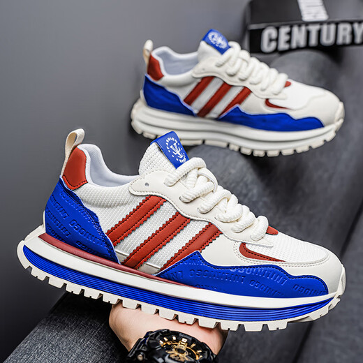 Adi Prince's Size Brand Herrenschuhe Sommer 2025 Neue Top -Top -Schuhe Männer vielseitiger Slip Soft Sohle bequeme leichte Luxus -Sportschuhe S9906 Weiß Red Lan 40