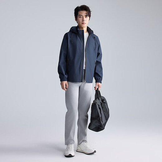 Lilang outdoor three-proof jacket men's smooth and easy-care removable hooded jacket navy 2XL (180)