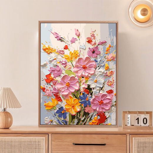 溥畔繁花似锦数字油画填充涂色丙烯手绘感油彩画 客厅装饰挂画 nx12611 60*80cm绷好内框+外框免安