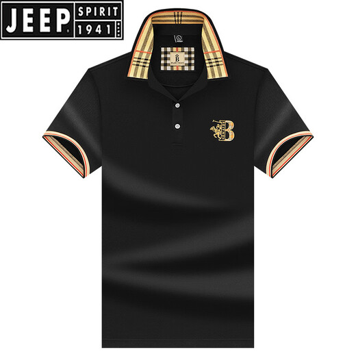JEEP SPIRIT2025男装夏季新款短袖T恤男潮牌高端纯色刺绣时尚翻领polo衫男士 897白色 4XL 58/195适合200-220斤
