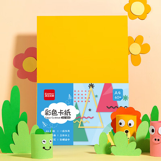 齐心（COMIX）60张10色A4彩色硬卡纸 加厚剪纸手工DIY折纸 美术绘画涂鸦儿童学生幼儿园开学文具礼物DS-854
