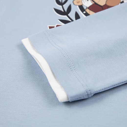 Hush Puppies children's clothing for boys and girls autumn new style comfortable and versatile cartoon print classic long-sleeved crew neck shirt Glacier Blue 130 cm