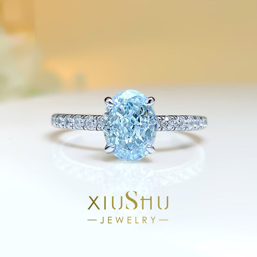 Quan Yin Quality Aquamarine Ring 1.5 Carat Pigeon Egg Treasure Artificial 925 Silver Inlaid Artificial Ocean Blue No. 5