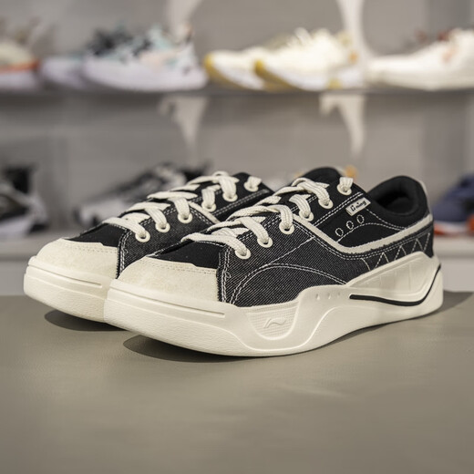LI-Ning Casual Schuhe Herrenschuhe 2025 Sommer Neuer Modetrend Light Segel Canvas Schuhe modische Low Top AGCV065 Schwarz/Weiß AGCV065-1 42
