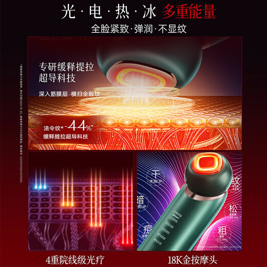 MESMOOTH Beauty Instrument Gesichtsmassagegerät Lifting Beauty Instrument Home Cleansing Facial Einführungsinstrument Augenverjüngung Reinigung Geschenkbox Neujahrsgeschenk für Freundin C1 Pro Broken Silver Red (Klassisch)