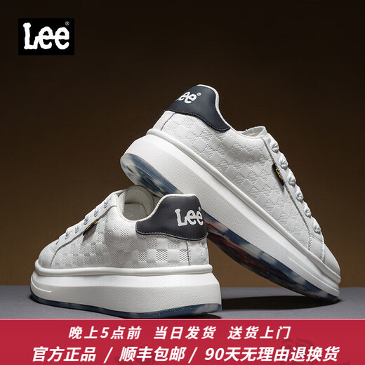 Lee男鞋休闲鞋设计感增高小白鞋男生时尚经典板鞋舒适百搭白色鞋子男 黑色 39 【偏大/请拍小一码】
