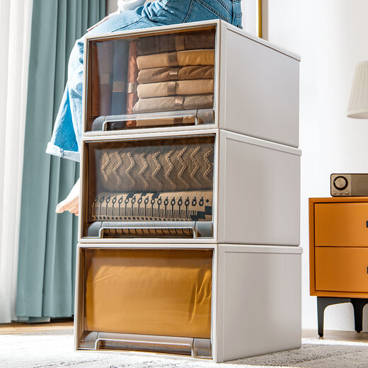 Lagerschrank für Plastikschubladen, braune Unterwäsche -Aufbewahrungsbox, Kleidungsbox, Garderobe, Aufbewahrungsbox für Kleidung, Exportmodell [3523] Deep 47*35*23 cm [Tränen] Erschwingliche Verpackung 1