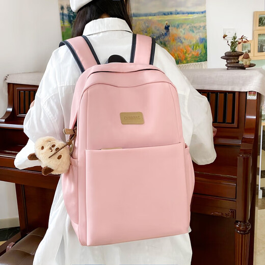 新款双肩包女书包大容量轻便电脑包男生电脑包背包学生书包旅行包 黑色送挂件