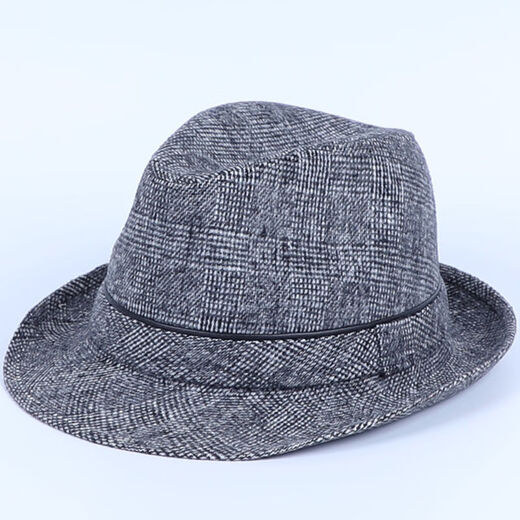 Qisman autumn and winter men's hat British retro jazz hat outdoor dad warm middle-aged and elderly spring and autumn hat men fine wool dark gray 56cm