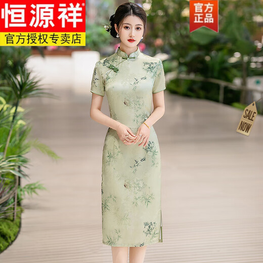 恒源祥香云纱重磅真丝改良旗袍裙走女高端大牌桑蚕丝中年洋气妈妈连衣裙 母亲节-826款 4XL 135-145斤