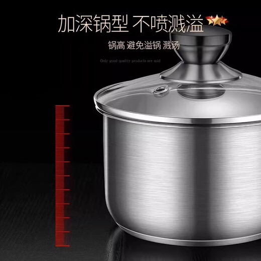 Stainless steel milk pot steaming pot household soup pot instant noodle pot baby baby food pot anti-scalding handle hollow heat insulation steel handle milk pot + steaming grid 22cm