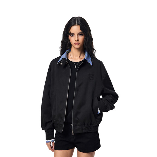 A CHOCK Achock official store American retro plaid stitching solid color couple jacket trendy brand work jacket top khaki M