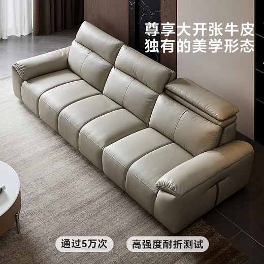 Quanyou Home Leather Art Sofa New Living Room First Layer Cowhide Modern Simple Functional Straight Row Elephant Ear Sofa