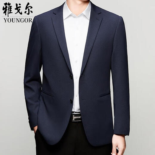 雅戈尔西服中年男士商务休闲桑蚕丝单西春秋季免烫薄款西装外套男 6630灰色 S 165/100-118斤