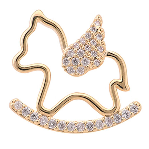 QUAMER high-end and exquisite little wooden horse brooch, cute and personalized design, collar pin shirt, gold color