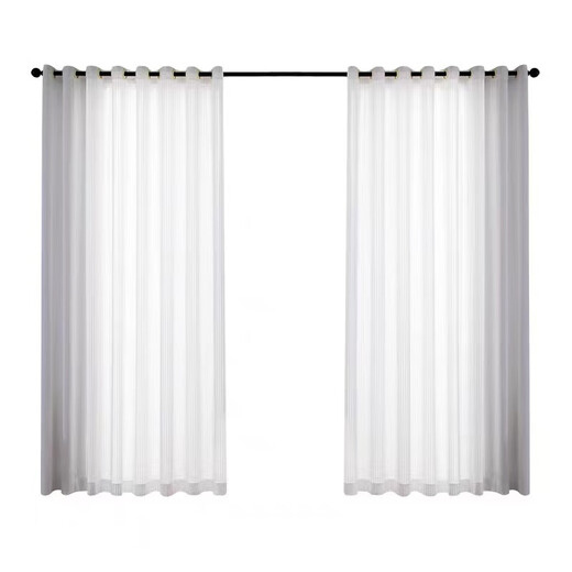 Window screen finished white gauze bay window bedroom living room light-transmitting simple curtain gauze curtain gauze curtain ultra-light moon shadow white hanging hook style (light-transmitting) width 2 height 2.1 (with accessories)