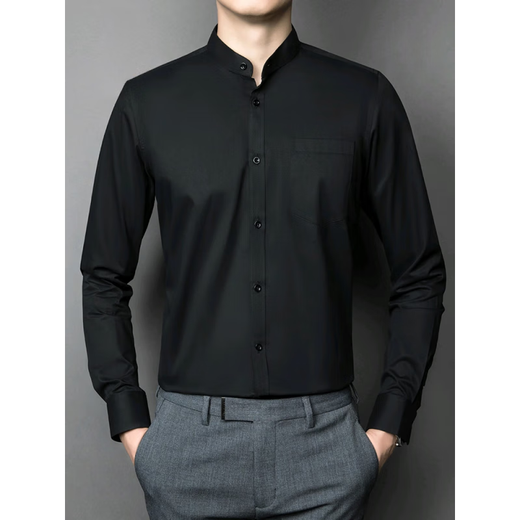 Pier Cardin weißes langärmeliges Hemd für Männer 2025 Neues Standkragen Hemd für Daddy Anti-Falten-High-End-Eisen-freie Männer formelle Verschleiß 6629K Hellblau [Chest Bag-Punktkragen] Langarmed M [90-110jin [Jin gleich 0,5 kg] Trage innerhalb]