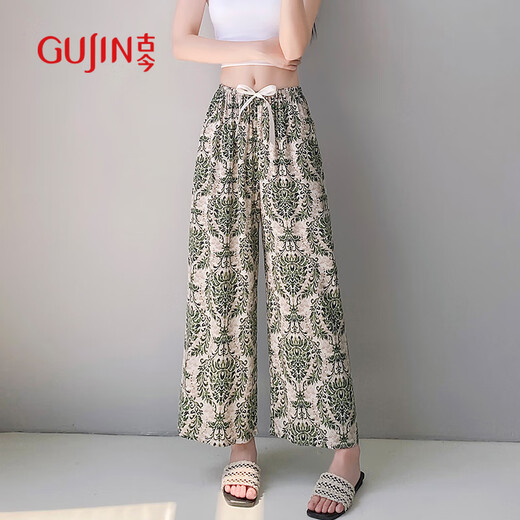 Ancient and Modern (Gujin) [Pantalon frais] Nouveau pyjamas printanier et d'été pour la soie en coton mince des femmes peut porter un pantalon de climatisation anti-moustique moustique pantalon à la maison pantalon à la maison