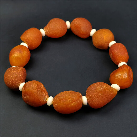 Hupai, one thing, one picture, one certificate, natural beeswax bracelet, raw stone bracelet, leather sea float, chicken fat red, raw mineral bracelet, 26.78g, 15*16mm