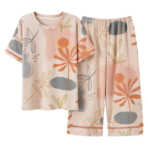 Hengyuanxiang 2025 Pyjamas für Frauen, sommerliche kurze Baumwoll-Kurzärmel-Hose, kann außerhalb von Frauen mit Kleidung getragen werden.