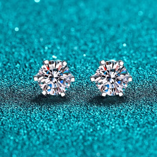 Nilan Fat Donglai same style pt950 platinum moissanite earrings 4MM short needle 18K gold moissanite PT950 six-claw screw 20 points single