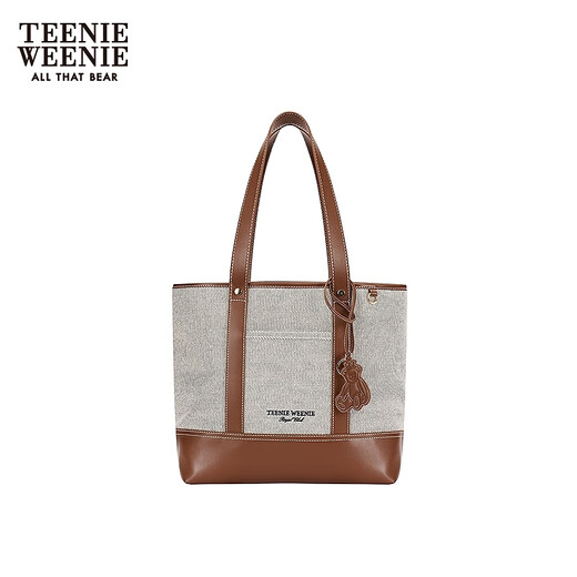 Teenie Weenie bearnova women's shoulder bag 2025 summer new fashion personality color block casual canvas bag brown FRE