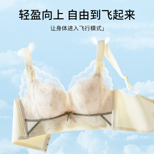 莫代尔夏天大胸显小无钢圈收副乳内衣女聚拢防下垂薄款调整型文胸罩 浅绿色 80B 36