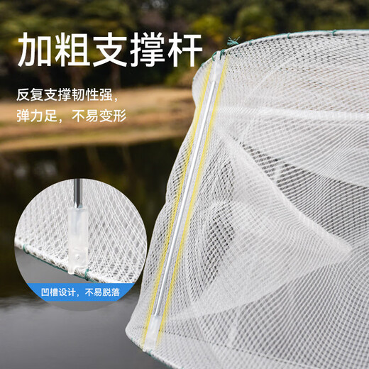 Fishing net, shrimp pot fishing artifact, catching loach, eel pot, shrimp net cage, multifunctional folding fishing tool, fishing net, single layer - green pendant style - 5 holes, free gift pack