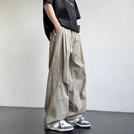 Baleno S&K series pure cotton work casual pants for men spring and autumn new American sports straight pants for boys loose apricot L