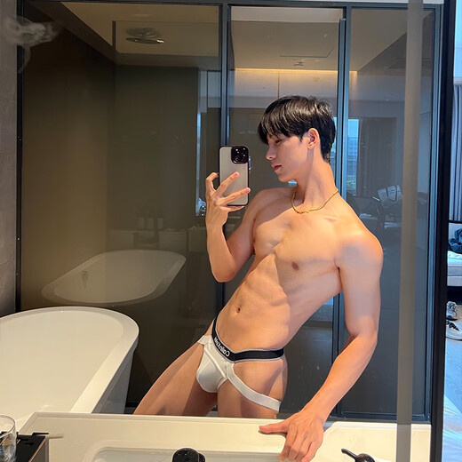 Sports student sexy thong men's hip lifting U-convex underwear Modal comfortable and breathable low-waist sports shorts trendy white M