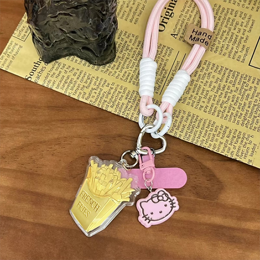 黄金薯条钥匙扣手机挂件足金20mg毫克LV包包/奶茶手机链包包挂件车挂饰送女友礼物公主请发财 公主请发财挂饰