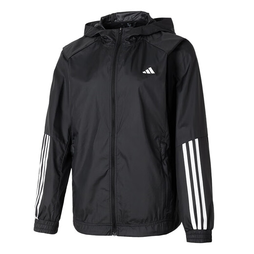 阿迪达斯（adidas）三条纹运动套装女2025春夏季新款户外防风梭织连帽夹克外套直筒裤 IS8036+JE1306 L