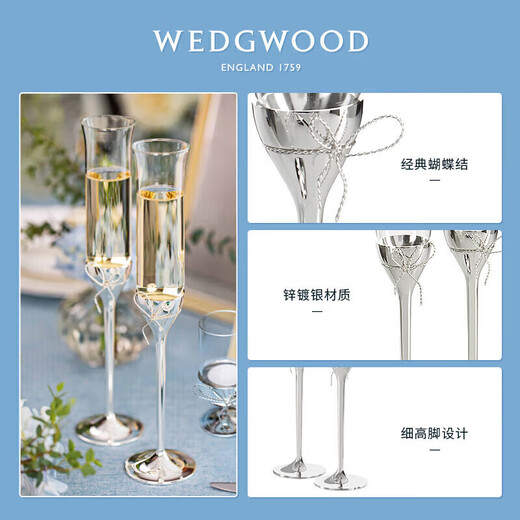 Wedgwood Wedding Gift New Year Gift Wedgwood VeraWang Love Knot Rope Silver Champagne Glass