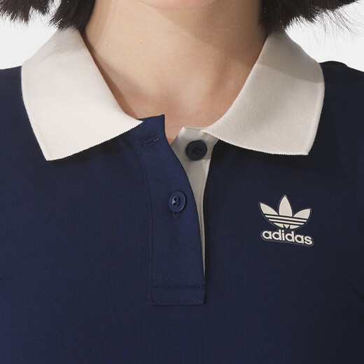 阿迪达斯 （adidas）三叶草女装 POLO PAD TANK 短款自带胸垫运动紧身翻领背心 KE3893/深靛蓝 S