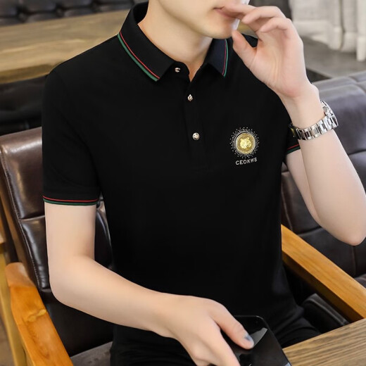 FJLT轻奢高档品牌polo衫男士T恤夏季新款时尚短袖翻领商务透气上衣 F6628（绿色） XL (建议130-145斤)