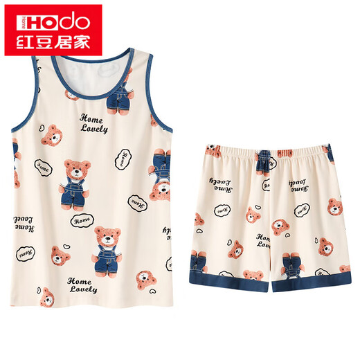 
Red bean (Hodo) integrated pajamas with breast pad for women in summer pure cotton thin vest for summer girls sleeveless home clothes suit with breast pad vest set-Y9856 M Women_Suggested 80-100Jin [Jin equals 0.5 kg]