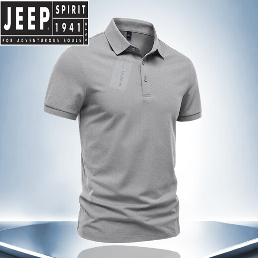 JEEP SPIRIT2025夏季新款男士棉质短袖POLO.衫时尚上班半袖上衣纯色T恤衫 焦糖色 L 体重115~130斤