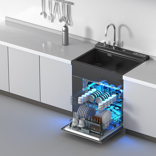 Xinfei (Frestec) integrated sink dishwasher, nano titanium-plated hand-made vegetable basin, sink disinfection cabinet, integrated household stainless steel integrated washing center, optional ultrasonic fruit and vegetable cleaning, 75 size sink dishwasher-13 sets of bowls, ultrasonic cleaning