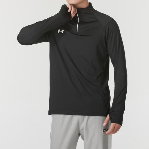 UNDER ARMOUR Under Armor quick-drying t-shirt men's long-sleeved autumn half-zip sports loose top casual fashion pullover bottoming shirt black 603-001 elastic quick-drying L