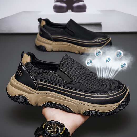 Zapatos para hombres de carpintero Summer 2025 Nuevos productos de ropa de trabajo transpirable zapatos para hombres Trabajo de protección laborista Zapatos de hombres de un pie Men Khaki 42